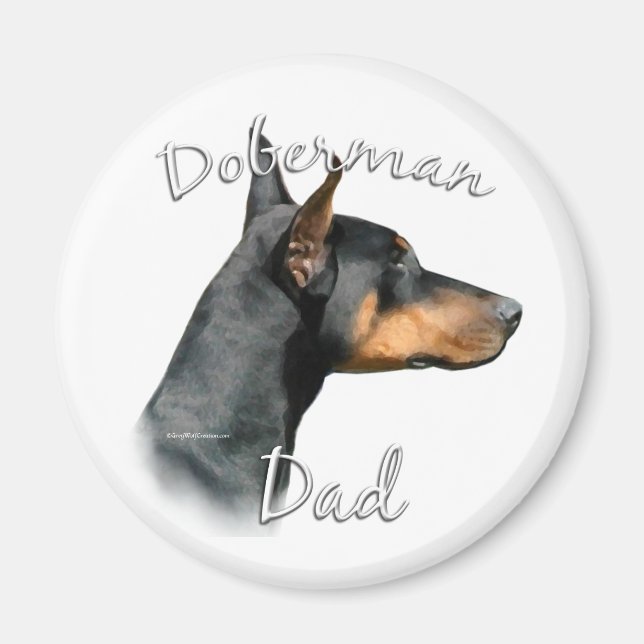 Black Doberman Papa - Magnet (Devant)
