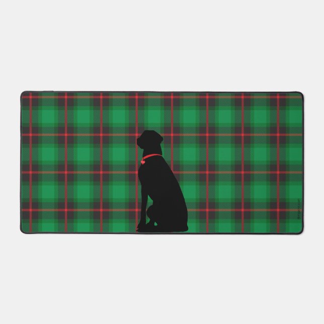 Black Dog Lab Green Scottish Motif Desk Mat (Recto)
