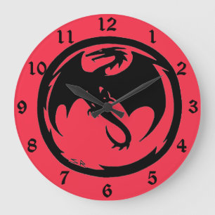 Black Dragon corail horloge murale avec numéros