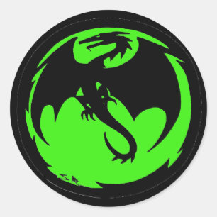 Black Dragon vert petit rond autocollants