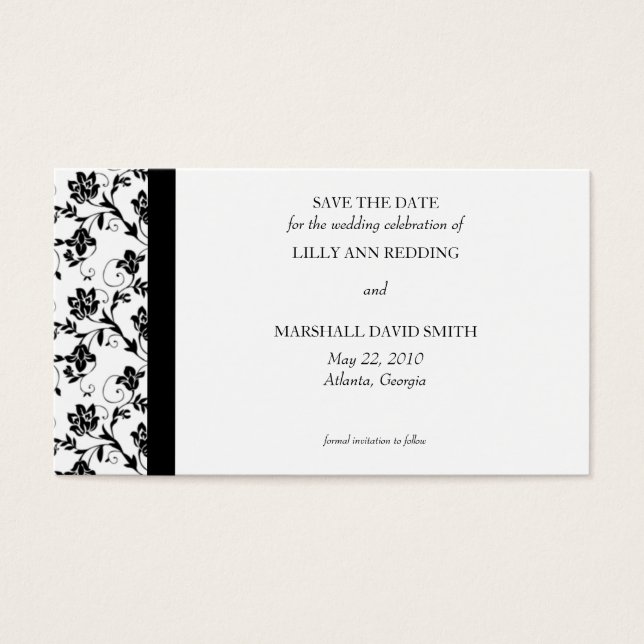 Black Elegance Enregistrer La Carte Date (Devant)