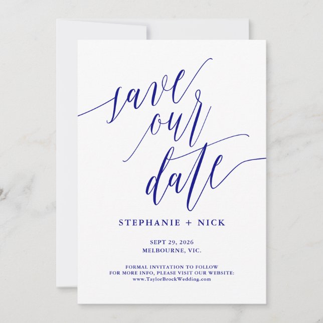 Black Elegant Script Invitation Marine Bleu (Devant)