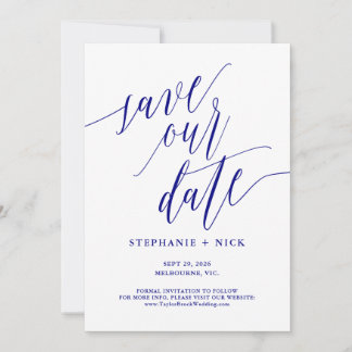 Black Elegant Script Invitation Marine Bleu