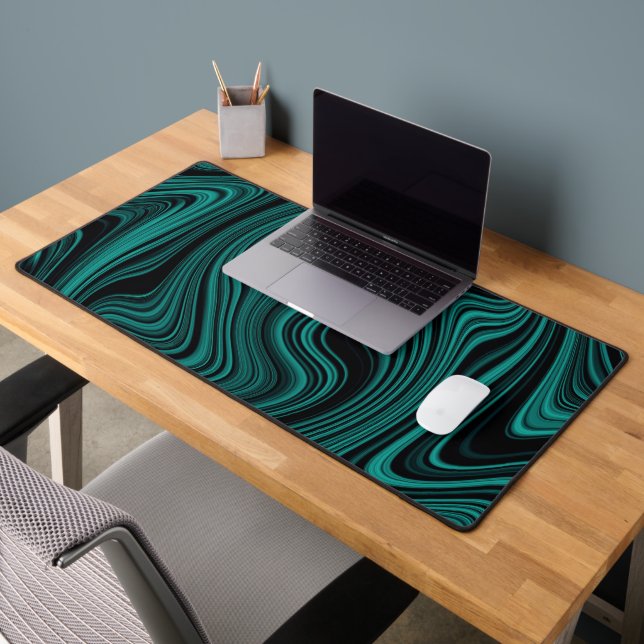 Black & Emerald Wavy Abstraction (Bureau 2)
