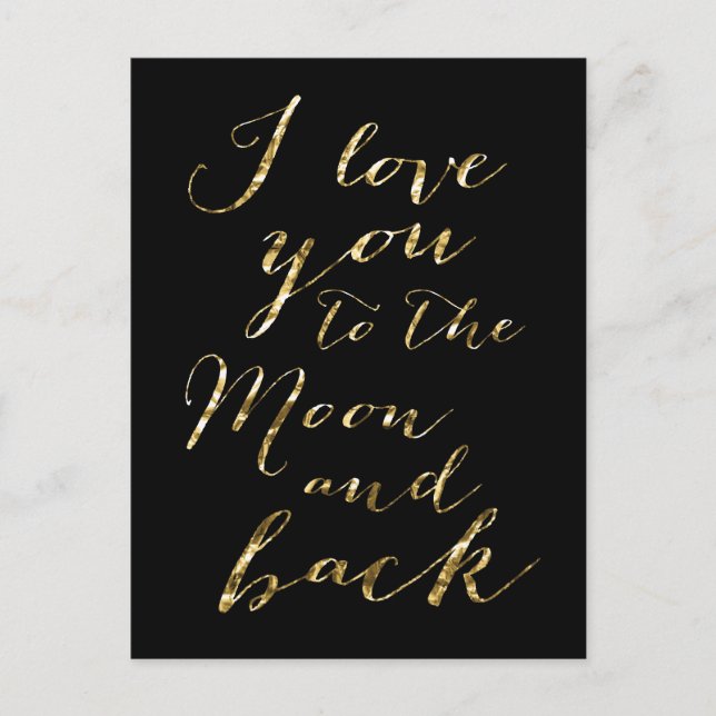 Black Et Gold Je Vous Aime Aux Cartes Postales Lun (Devant)