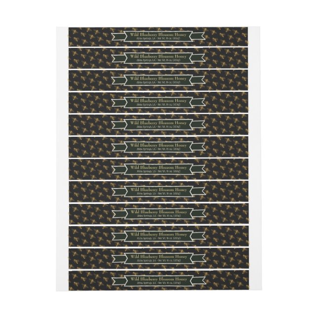 Black Étiquette Bee Colony Honey Jar Lid Étiquette (Feuille)