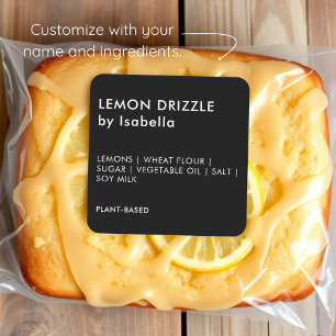 Black   Étiquettes d'ingrédients de gâteaux faits 