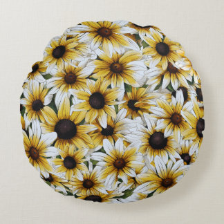 Black Eyed Susan Blooming Coussin rond