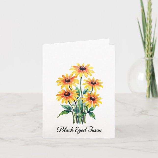 Black Eyed Susan Floral Blank Note Card (Devant)