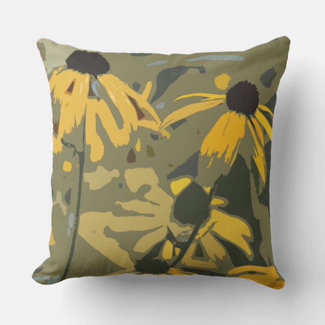 Black Eyed Susan Rudbeckia Design coussin extérieu (Recto)