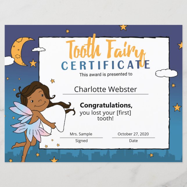 Black Fairy Clip Art First Looth Certificat (Devant)