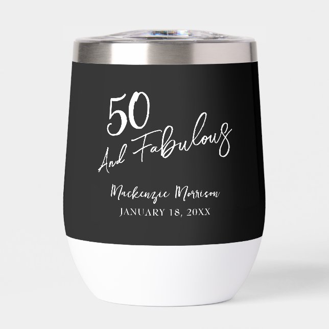 Black Fifty and Fabulous Script Birthday Party (Avant)