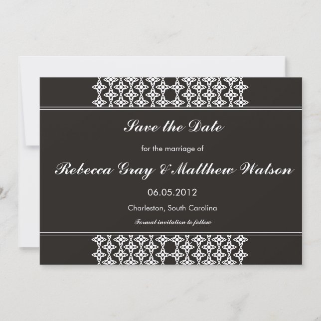 Black Filigree enregistrer les cartes de date (Devant)