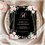 Black Floral 50e Budget Invitation Anniversaire<br><div class="desc">Vous cherchez une invitation charmant et abordable pour votre prochain 50e anniversaire? Ne cherchez pas plus loin que notre invitation au papier floral noir! Avec un design chic et une police élégante, des fleurs roses délicates sur un arrière - plan noir chic, cette invitation personnalisable vous donnera le ton parfait...</div>