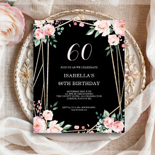 Black Floral 60e Budget Invitation Anniversaire