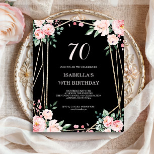 Black Floral 70e Budget Invitation Anniversaire