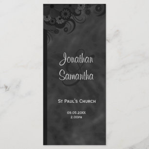Black Floral Chalkbaord Goth Programmes de mariage