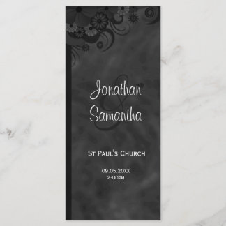 Black Floral Chalkbaord Goth Programmes de mariage