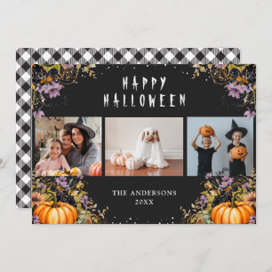 Black Floral Citrouilles 3 Cartes d'Halloween phot