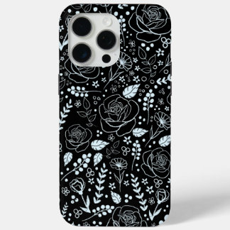 Black Floral IPhone 15 Pro Max Coque