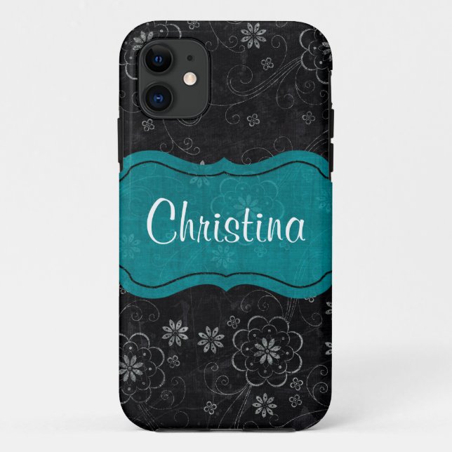 Black Floral iPhone 5 Mate à peine là™ Coque (Dos)
