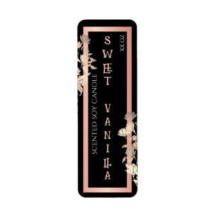 Black Floral Rose Gold Produits Étiquettes bougies