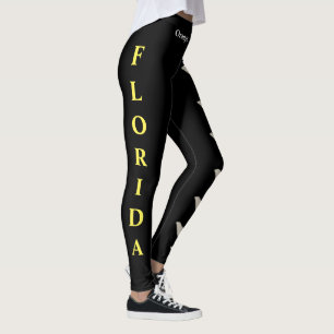 Black Florida State Flower Orange Blossom Leggings