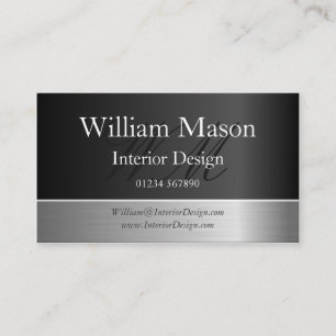 Black Foil & Steel Effet, Carte de visite Monogram