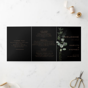 Black Formal Minimal Triple Wedding Programme