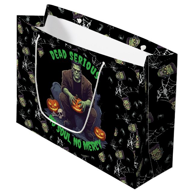🖤 Black Frankenstein Halloween Sac cadeau 💀 🎃 (Devant Angle)