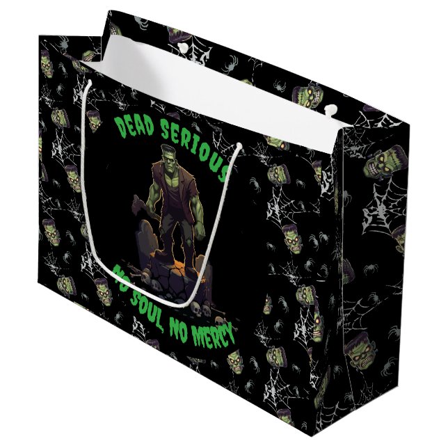 🖤 Black Frankenstein Halloween Sac cadeau 💀 🎃 (Devant Angle)