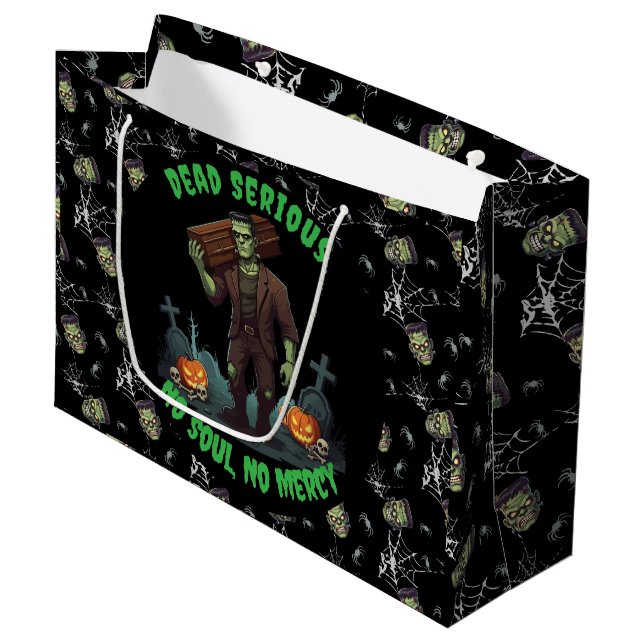 🖤 Black Frankenstein Halloween Sac cadeau 💀 🎃 (Devant Angle)