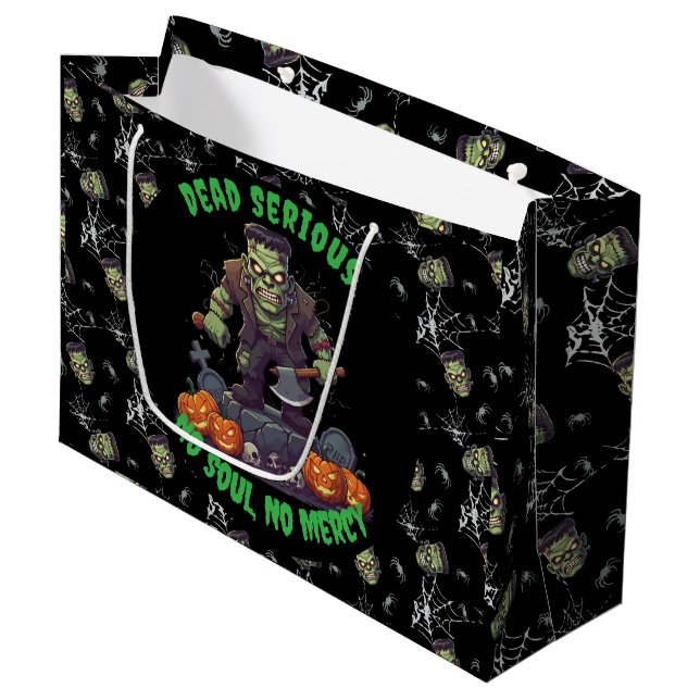 🖤 Black Frankenstein Halloween Sac cadeau 💀 🎃 (Devant Angle)