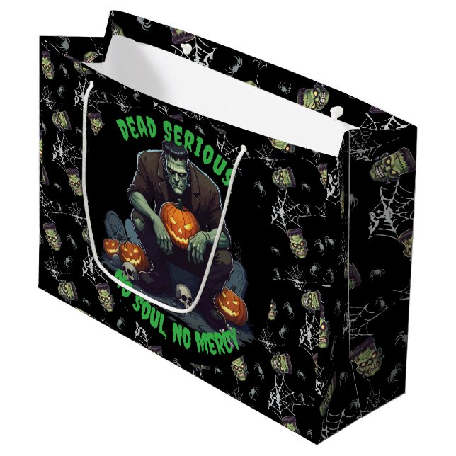 🖤 Black Frankenstein Halloween Sac cadeau 💀 🎃 (Devant Angle)