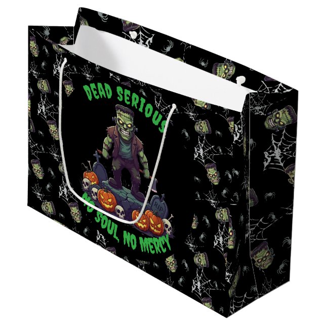 🖤 Black Frankenstein Halloween Sac cadeau 💀 🎃 (Devant Angle)