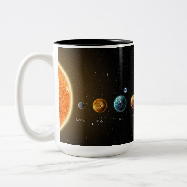 Black Galaxy Imprimer système solaire Mug (Gauche)