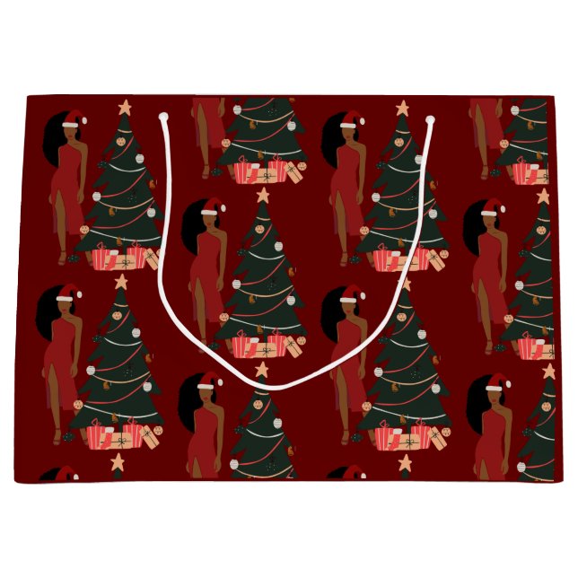 Black Girl Afro Christmas Cadeau Sac (Devant)