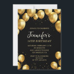 Black Gold 34e anniversaire invitations Ballons<br><div class="desc">Invitations Black 34e anniversaire Gold Balloons Confetti</div>