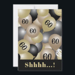 Black Gold 60th Birthday Balloon Invitation<br><div class="desc">Au-dessus de la colline,  les ballons noirs et d'or surprennent l'invitation de la fête. Âge et nom de la personne honorée.</div>