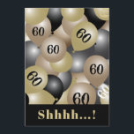Black Gold 60th Birthday Balloon Invitation<br><div class="desc">Au-dessus de la colline,  les ballons noirs et d'or surprennent l'invitation de la fête. Âge et nom de la personne honorée.</div>