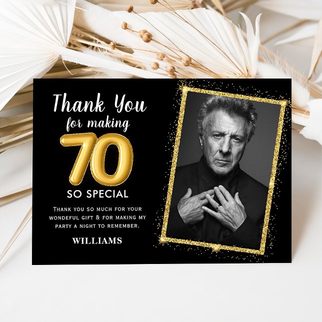 Black Gold 70e Anniversaire adulte Invitation phot (Créateur téléchargé)