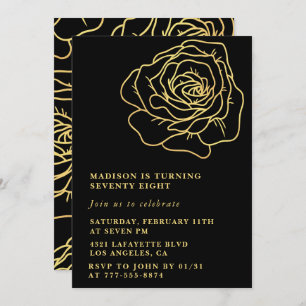 Black Gold 78e anniversaire invitations Floral