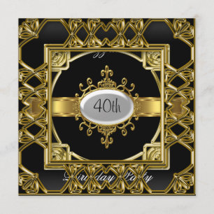 Black Gold Anniversaire de fête Invitation Black G