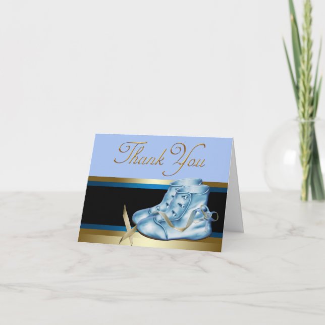 Black Gold Blue Baby Booties Merci Cartes (Devant)
