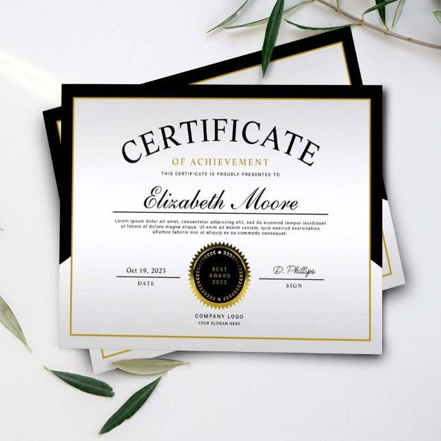Black Gold Bordure Certificat d'excellence (Créateur téléchargé)