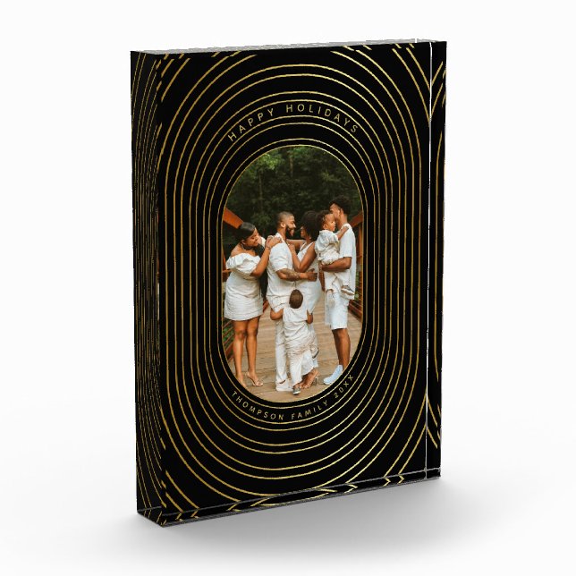 Black Gold Custom Photo Family Bloc de Noël (Gauche)
