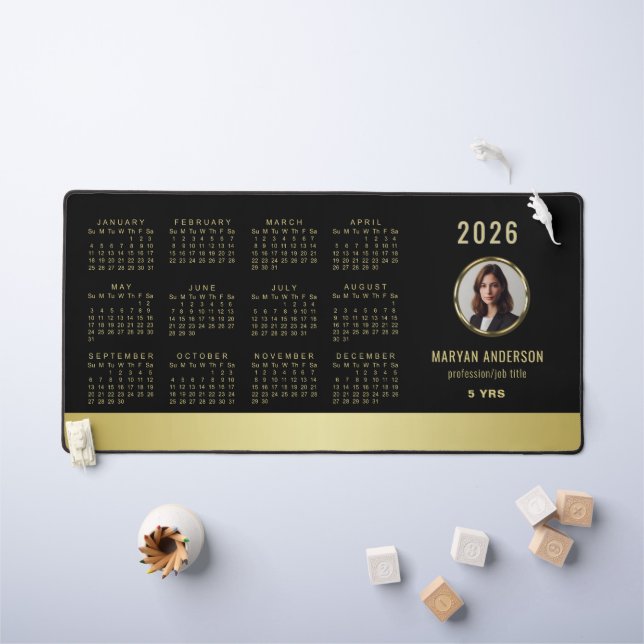 Black & gold design, Logo or Photo in gold circle, (Tableau pour enfants)