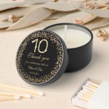 Black & Gold Diamond 10th Anniversary Favor gift