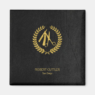 Black Gold Elegant Barber Shop Magnet