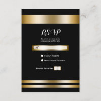 Black & Gold Elegant Chic Party Wedding RSVP